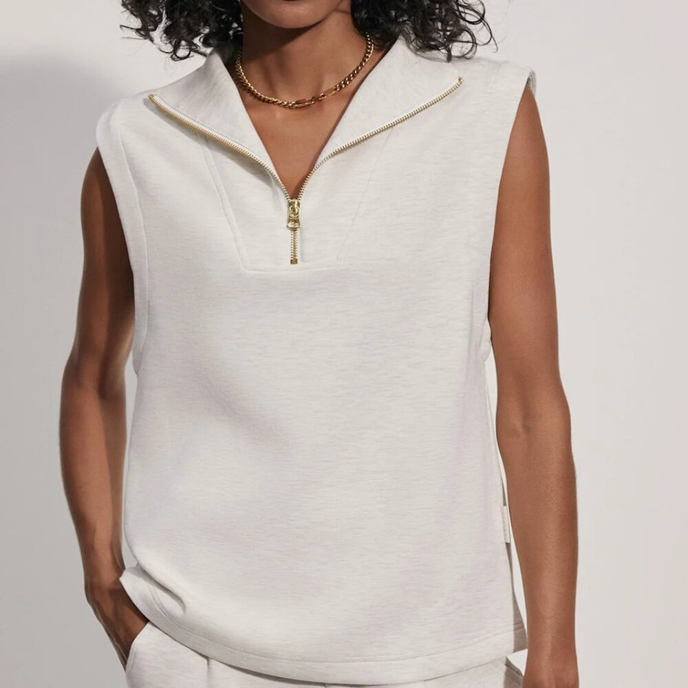 Varley | Magnolia Half-Zip & Atrium High-Rise Short 4.5" - Ivory Marl Set